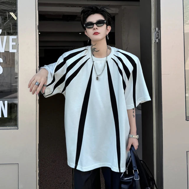 Contrast Stripe Patchwork Oversize T-Shirt