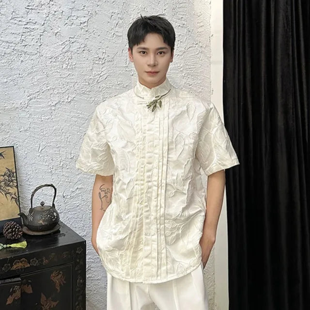 Chinese Style Jacquard Short Sleeve Shirt