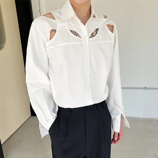 Hollow Out Design Long Sleeved Shirt