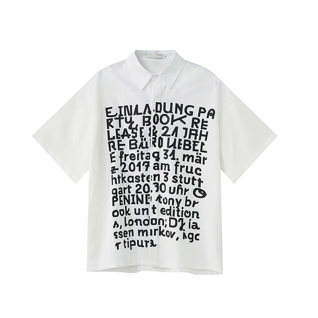 Style Letter Printing Fashion Lapel Shirt