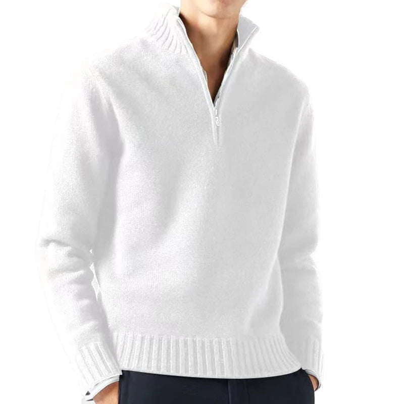 Daily Warm Solid Turtlenecks Half Zip Sweater
