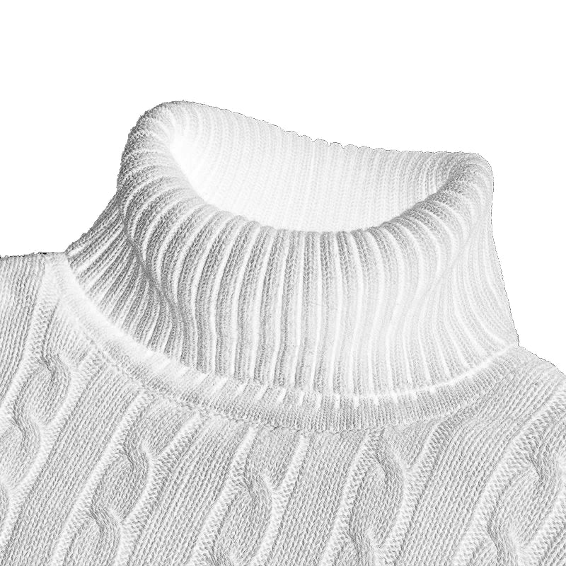 Casual Solid Cable-knit Turtleneck Sweater
