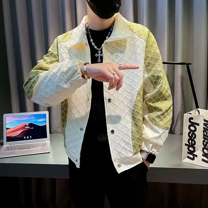 Contrasting Colors Spliced Polyester Jacket
