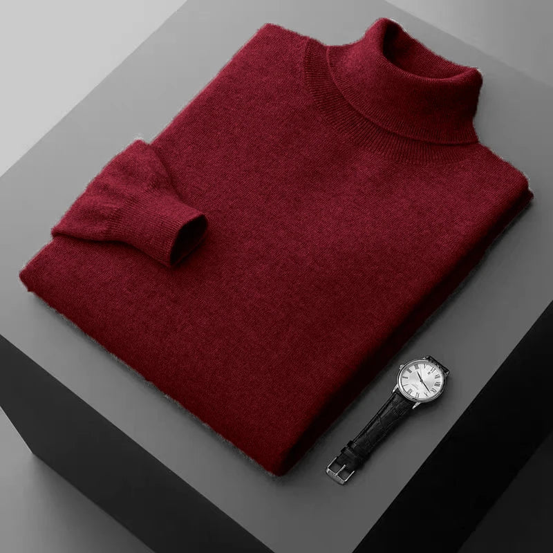 Solid Color Knitted Turtleneck Sweater