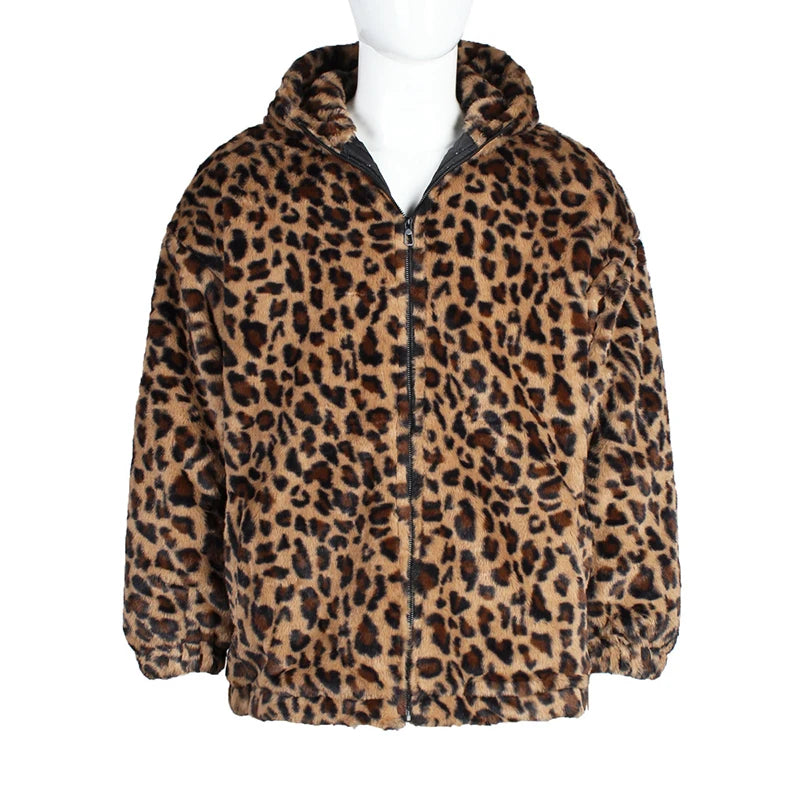 Colorful Leopard Print Plush Warm Jacket