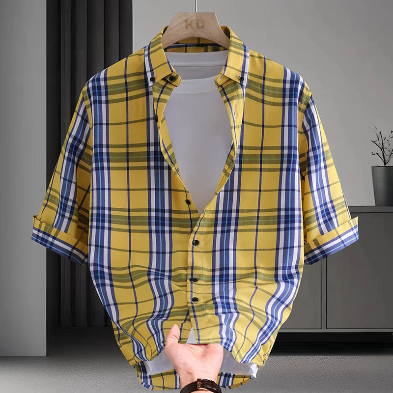 Plaid Pattern Half Sleeved Shirt