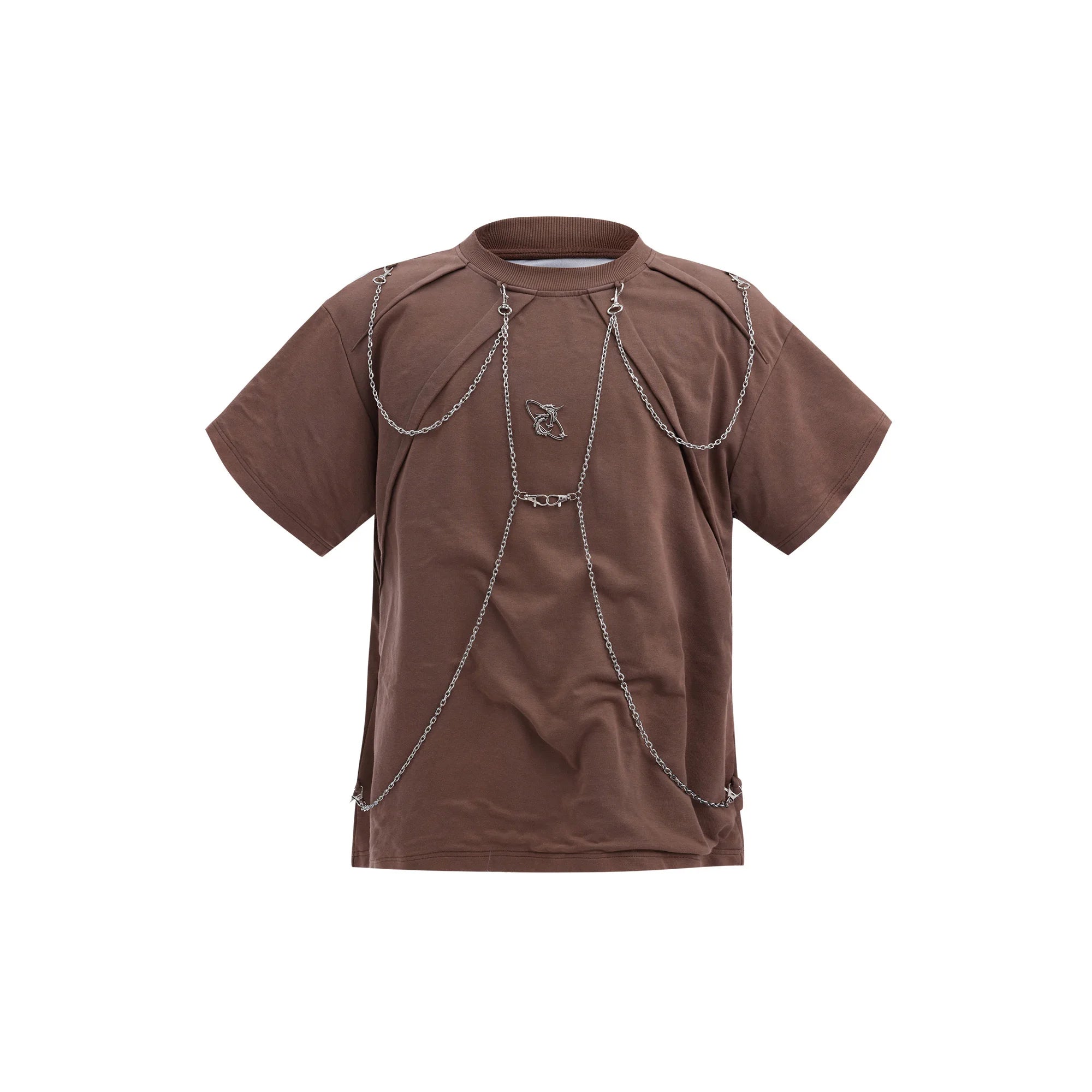 Patchwork Metal Chain O-Neck T-Shirt