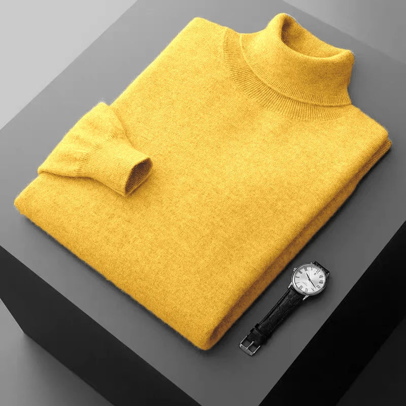 Solid Color Knitted Turtleneck Sweater