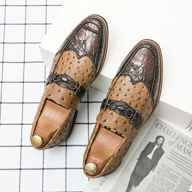 Exotic Leather Buckle Loafers