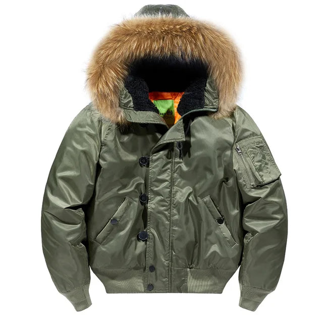 Padded Fur Hooded Bomber Jacket