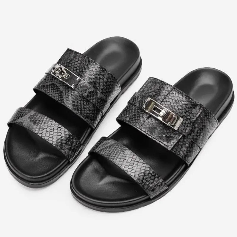 Snakeskin Genuine Leather Slippers