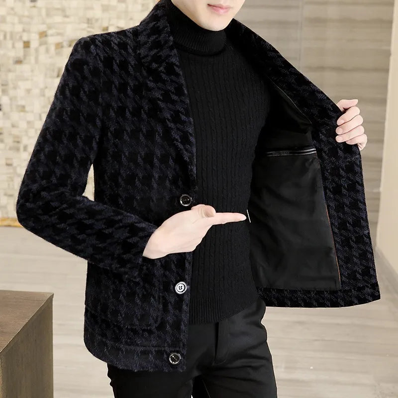 Classic Winter Plaid Woolen Blazer