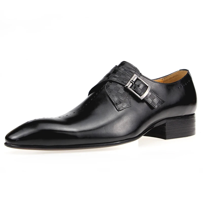 Burnished Tip Buckled Formal Loafers