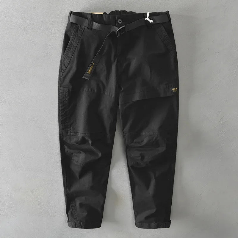 Cotton Solid Color Loose Cargo Pants