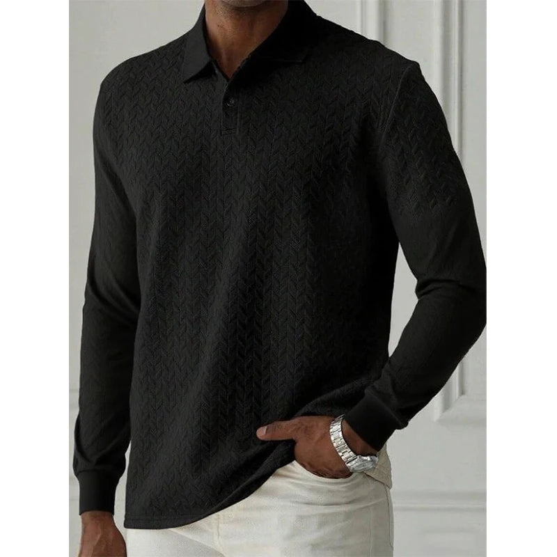 Refined Knit Texture Polo Shirt