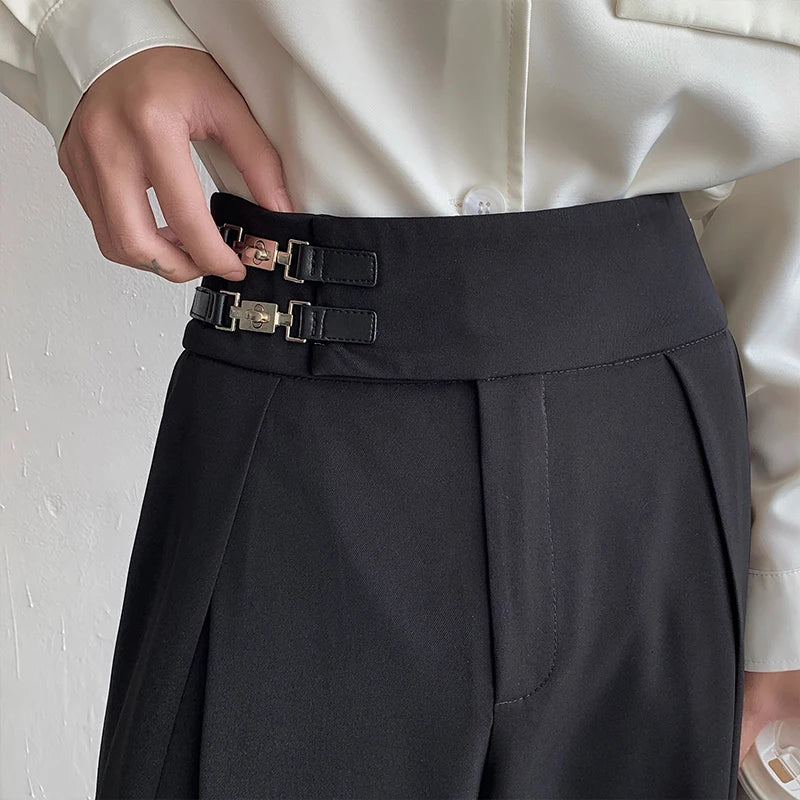 Black Straight Wide Leg Trousers