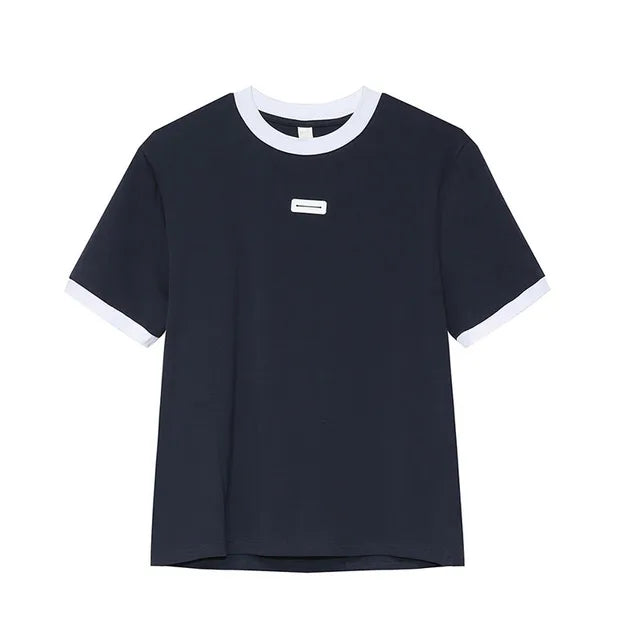 Simple Style Broadcloth O-Neck T-Shirt