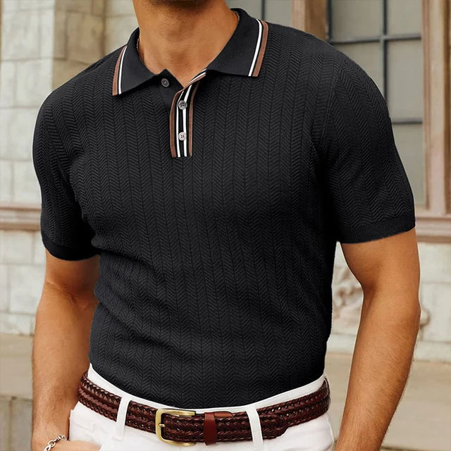 Button-Down Leisure Knit Polo Shirt