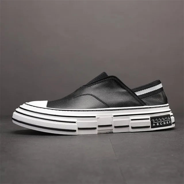 Solid Genuine Leather Slip-On Shoes