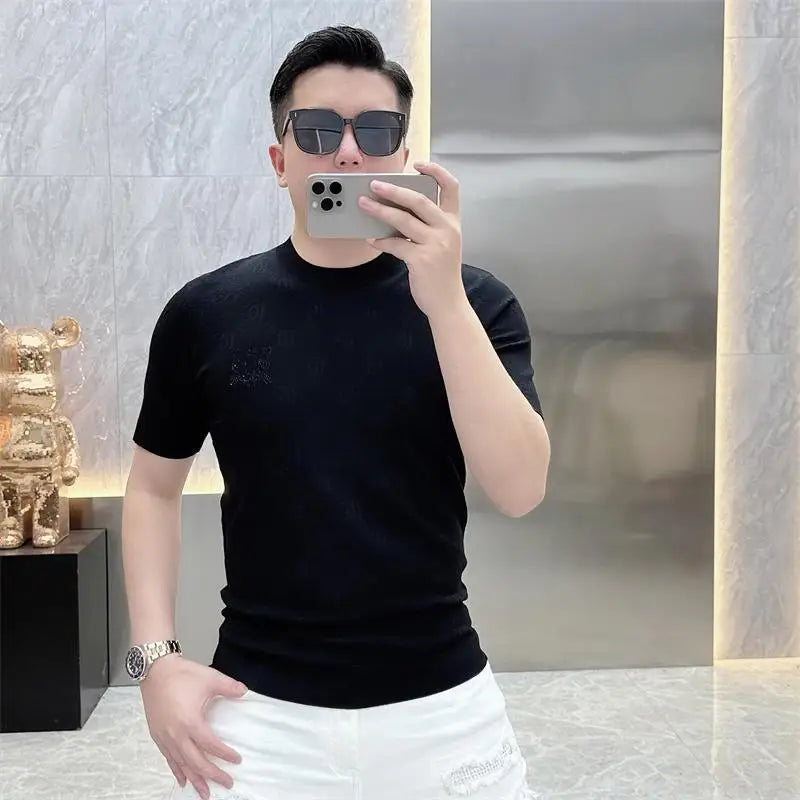 Jacquard Knitted Ice Silk Breathable T-Shirt