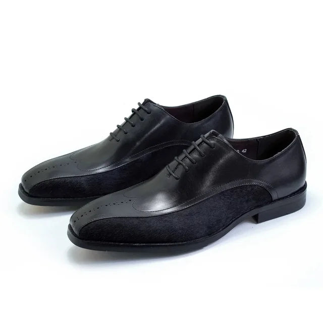 Genuine Leather Handmade Fluff Lace Up Shoes