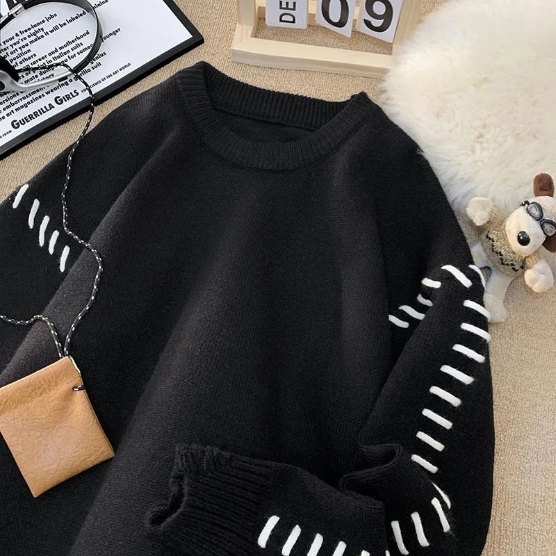 Patchwork Stitches on Sleeve Style Sweater