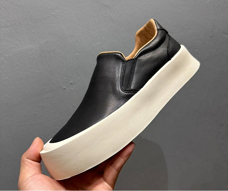Casual Solid Leather Platform Shoes