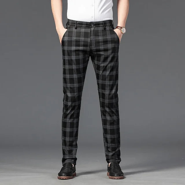 Casual Fashion Plaid Slim Pants