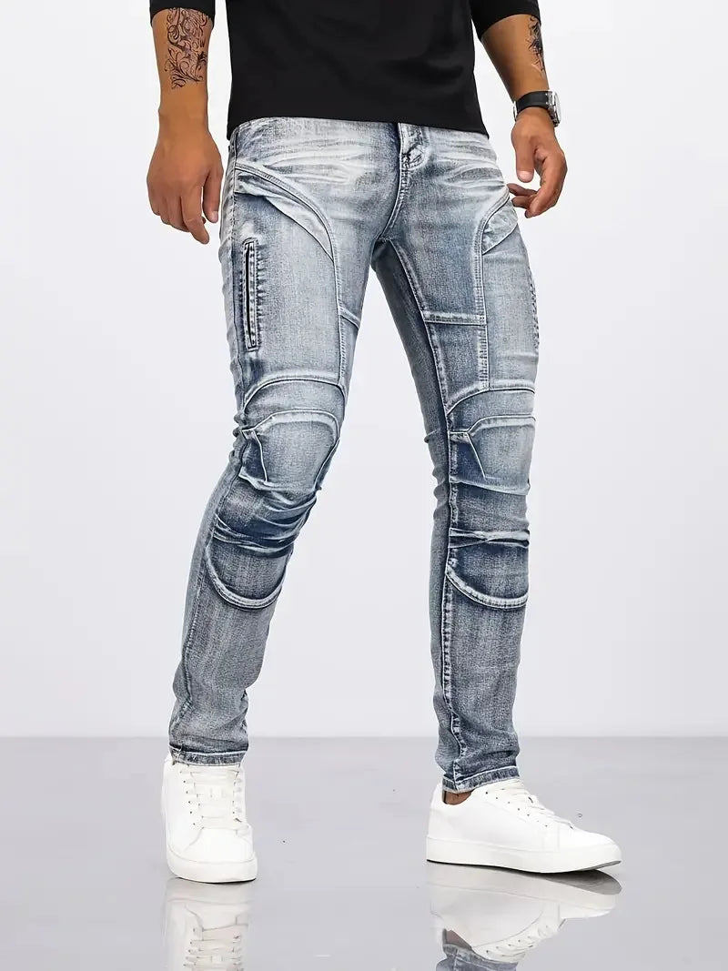 Distressed Moto Street Jeans