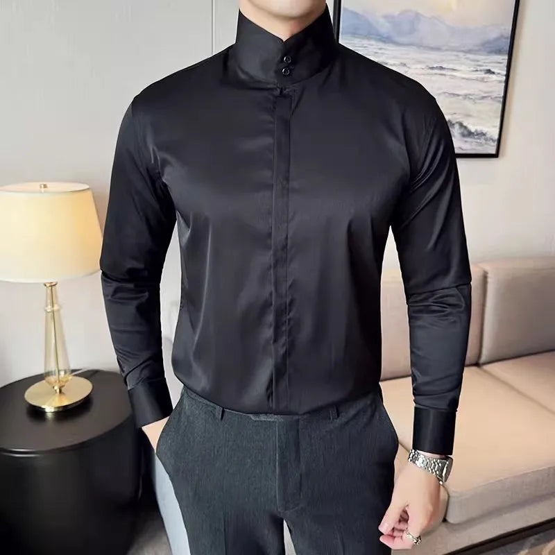 High Collar Smart Casual Style Shirt