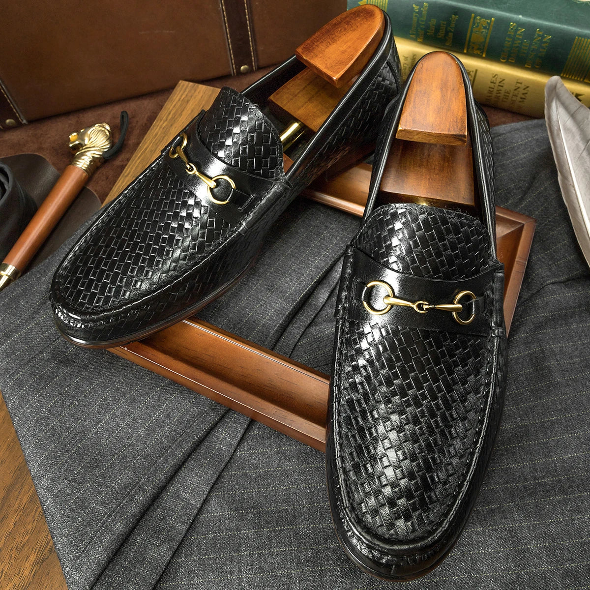 Handwoven Leather Horsebit Loafers