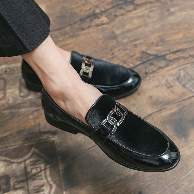 Luxury Metal Appliques Artificial Leather Loafers