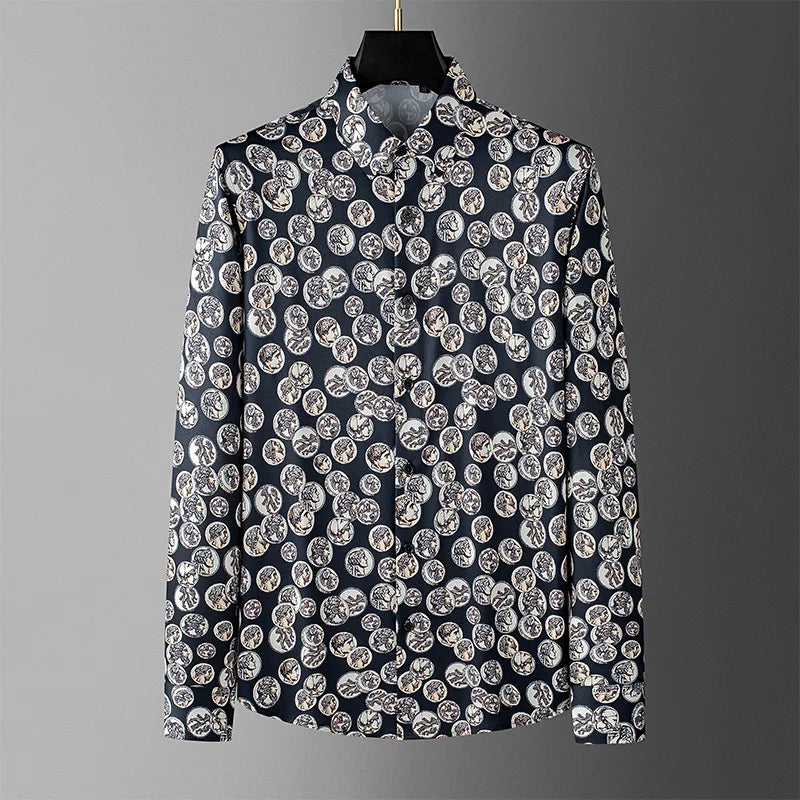Retro Printed Pattern Men's Shirt