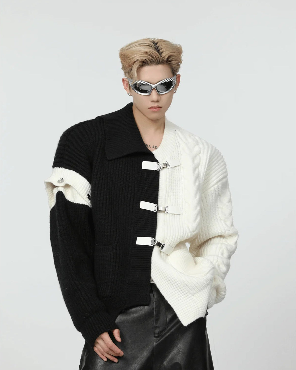 Hip Hop Patchwork Knitted Solid Jacket