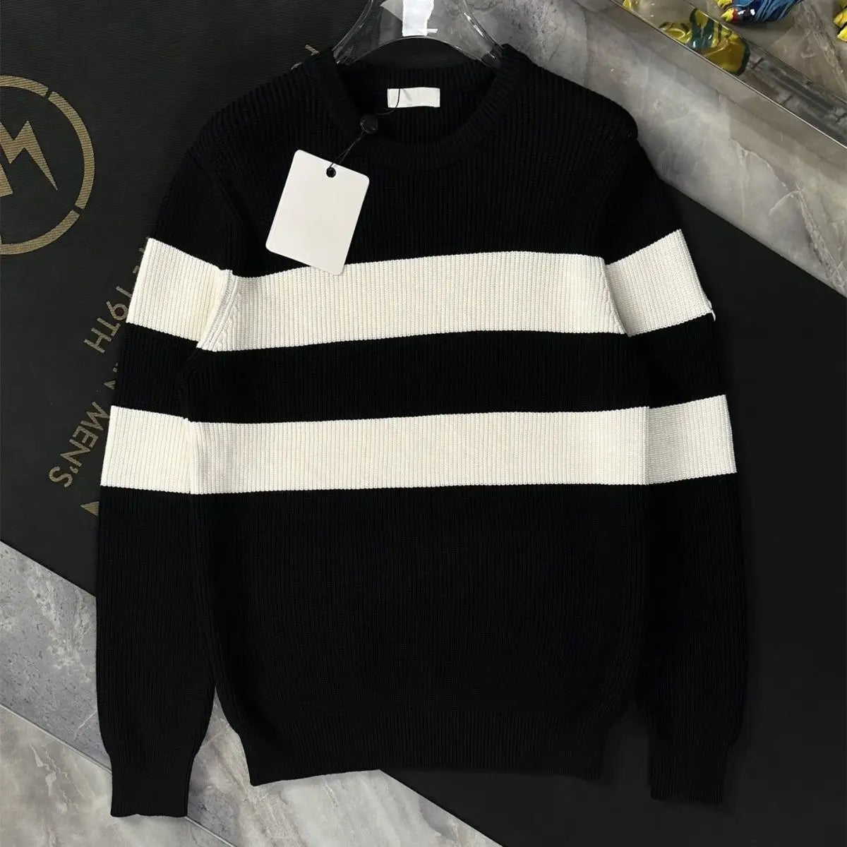 Round Neck Striped Casual Sweater