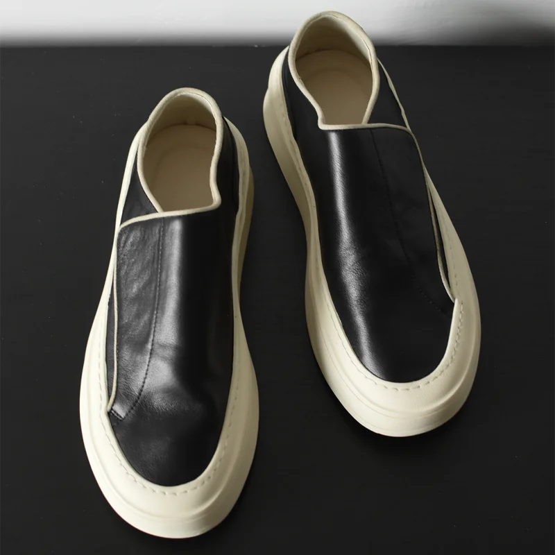 Casual Handmade Genuine Leather Slip On Sneakers