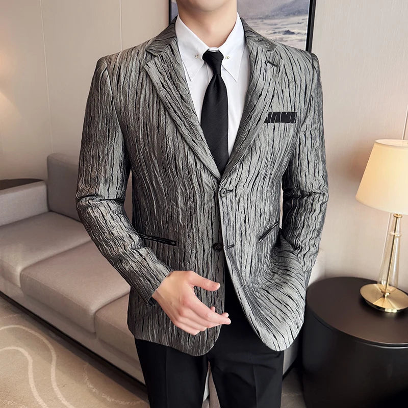 3D Pleated Single Breasted Blazer
