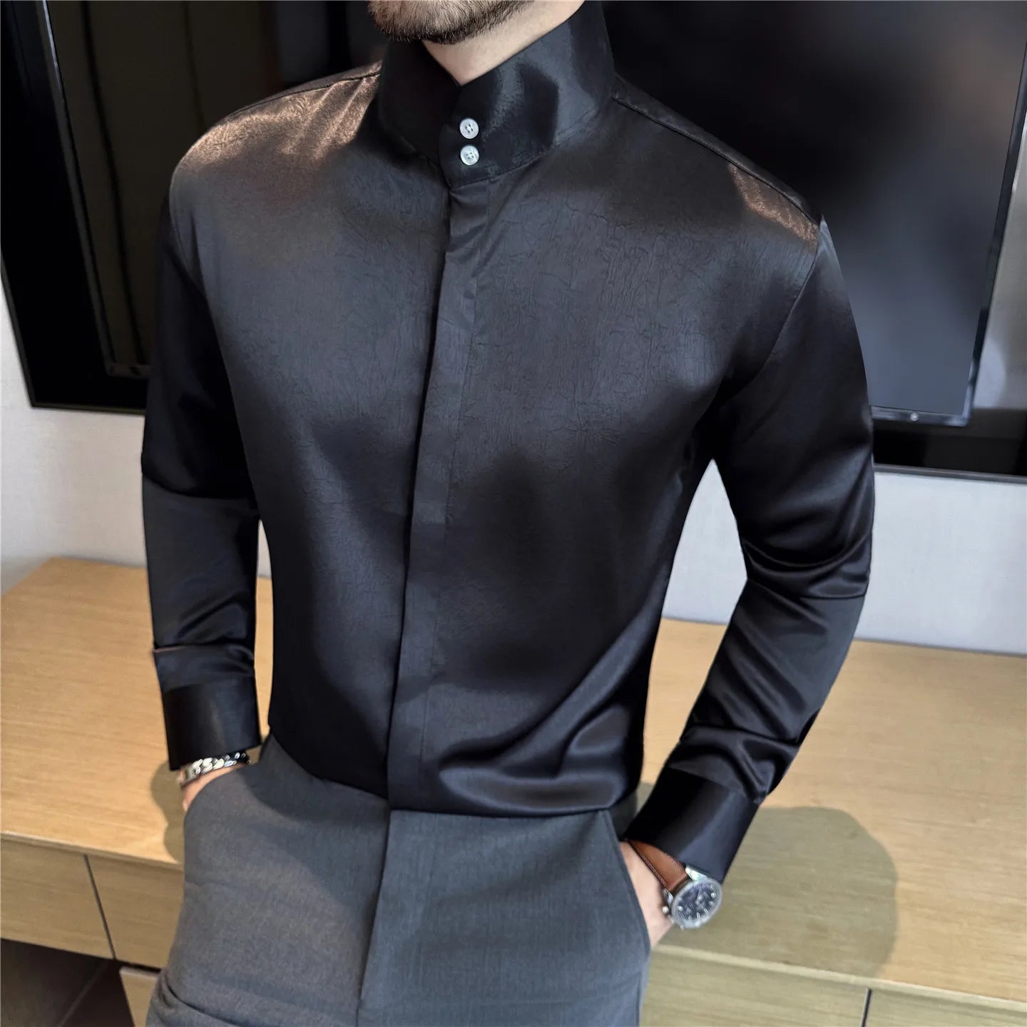 Stand Collar Wrinkle-Free Breathable Shirt