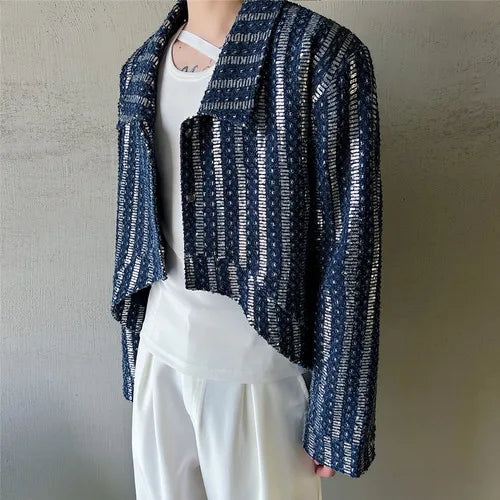 Fashion Stripe Crop Sequin Jacket