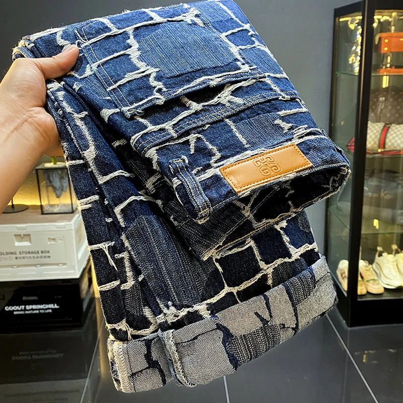 Retro Casual Out Stitched Straight Jeans