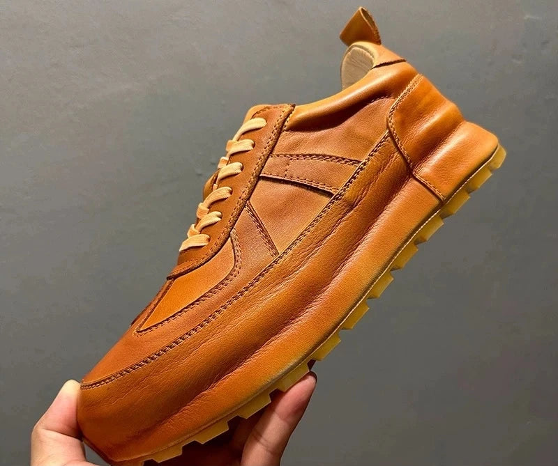 Genuine Leather Low-Top Retro Sneakers