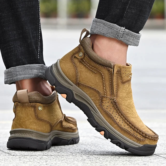 Casual Slip-On Leather Ankle Boots