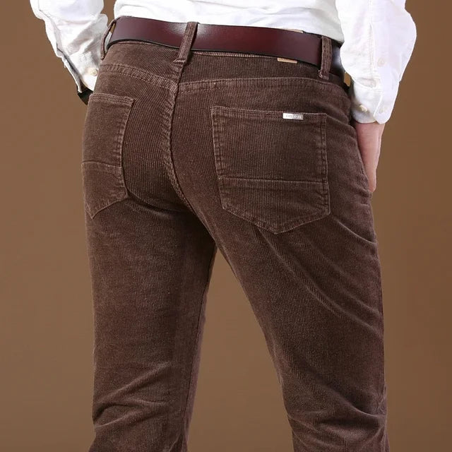 Solid Corduroy Casual Fit Trousers
