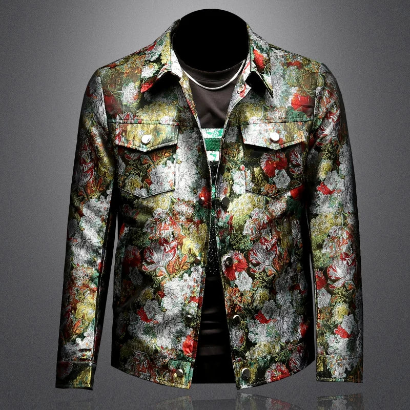 Floral Casual Jacquard Long Sleeve Jacket