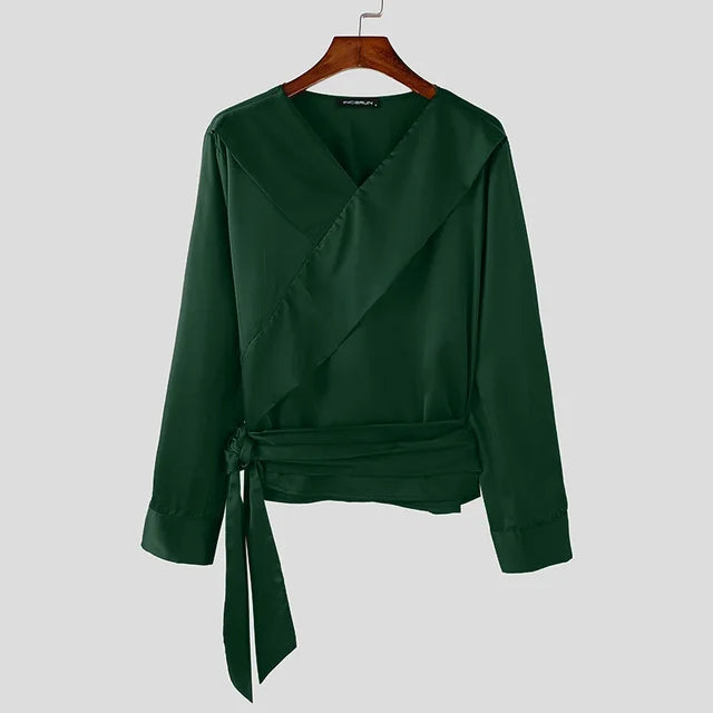 Solid Twisted Cross Neck Shirt