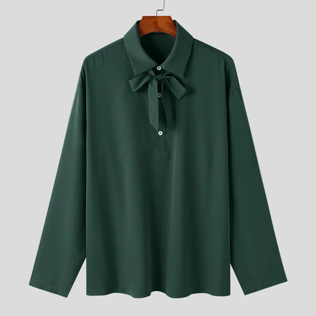 Solid Color Bow Knot Polo Shirt