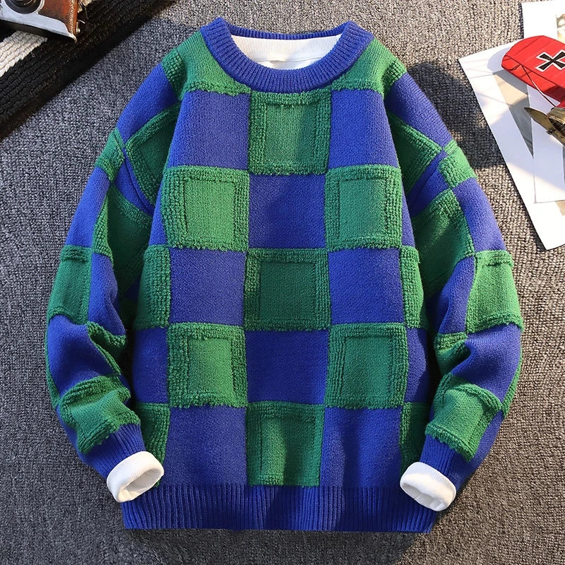 Checkered Pattern Pullover Sweater