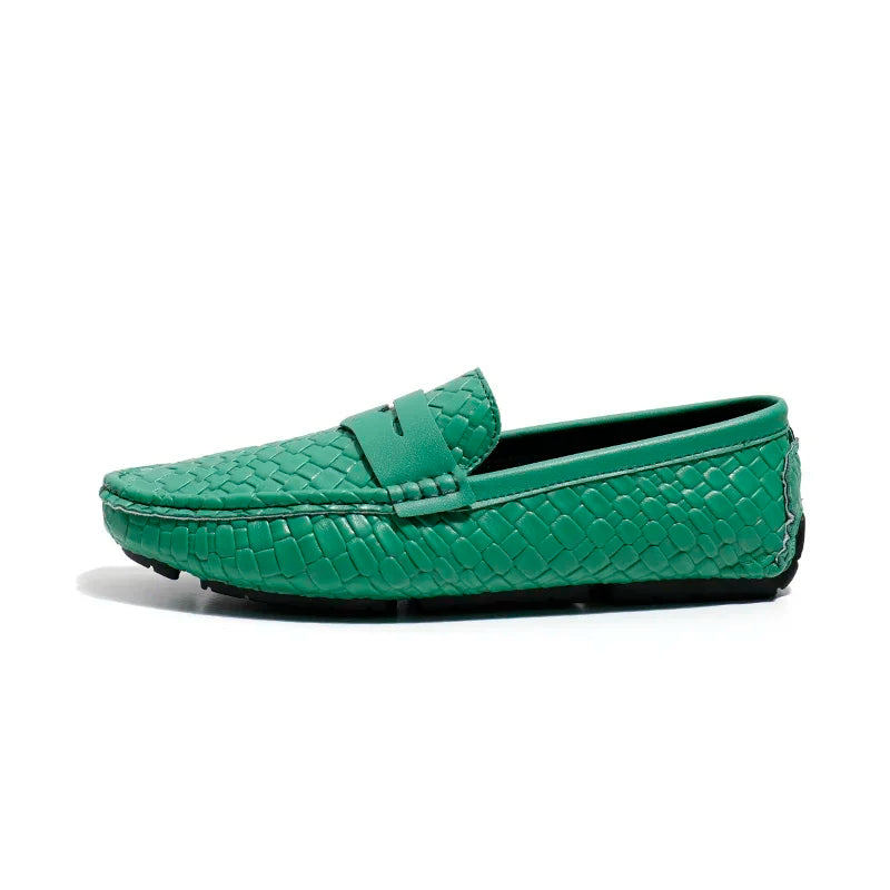 Woven Split Leather Multicolor Loafers