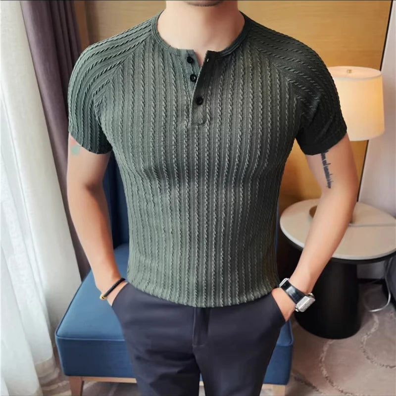 Summer Knitted Button Casual T-Shirt