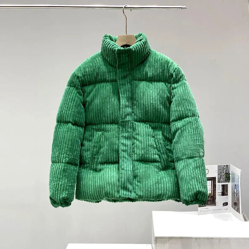 Retro Corduroy Padded Collar Parka